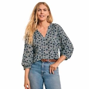 Faherty Portia Top in Navy Folly Floral Medium